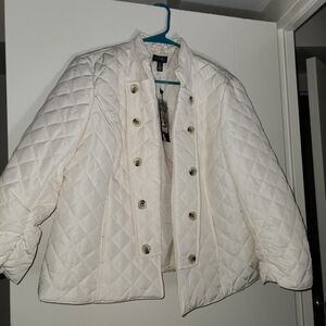Jones New York Cream Quilted Puffer Jacket